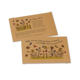 Mailing-Kraftpapier- oder Graspapiertütchen mit Bienenblumensamen - mit Ihrer individuellen Werbung